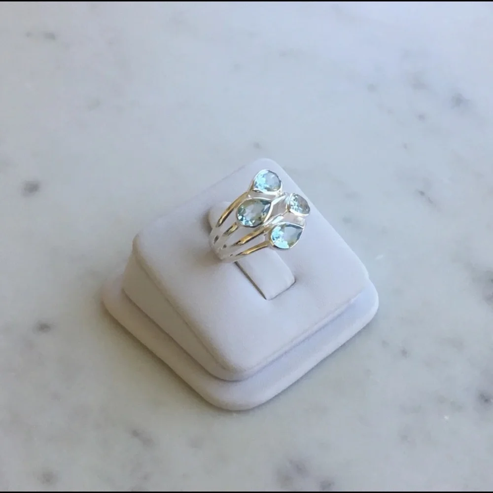Genuine Blue Topaz .925 Sterling Silver Ring - Picture 5 of 16